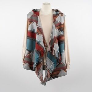 Chic Turquoise Aztec  Print Women's Vest- Plus Size NWT